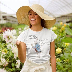 WOMEN'S - Alice In Wonderland White Rabbit Stylish Clothing/Graphic Tees/T-Shirt